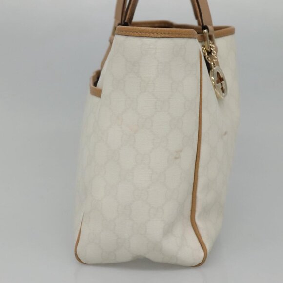GUCCI GG Supreme Tote Bag PVC Outlet White Gold - Picture 4 of 15